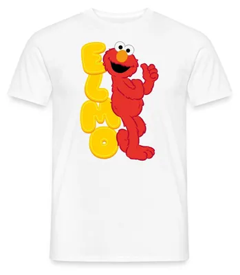 Produktbild von Spreadshirt Sesamstraße Elmo Mit Schriftzug Männer T-Shirt, S, Weiß