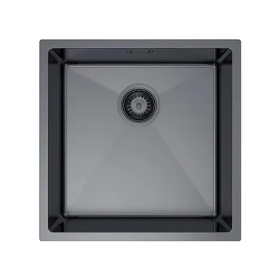 Immagine prodotto di VBChome Lavello da cucina 44×44 cm in acciaio inossidabile color grafite senza sgocciolatoio, 1 vasca, lavello da incasso, profondità 21 cm, mobile sottolavello minimo 50 cm, lavello da incasso