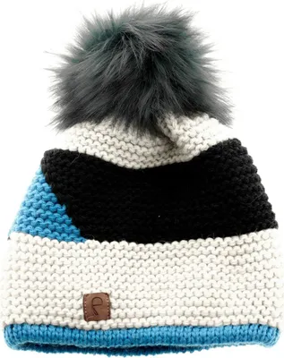 Produktbild von Faera Mütze zum Warmhalten im Herbst Winter-Bommelmütze Strickmütze mit Futter Blau