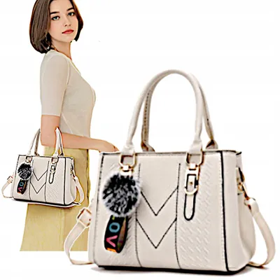 Produktbild von Elegante Damen Henkeltasche aus Kunstleder - Weiß - Mit Schulterriemen