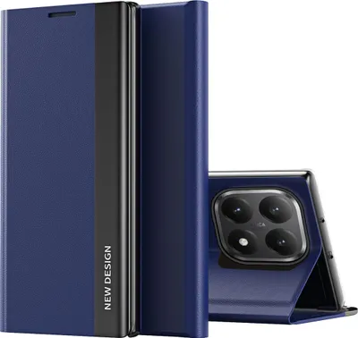 Image de Etui pour Xiaomi 15T Etui magnétique en cuirPolyuréthaneavec fonction stand Bleu foncé
