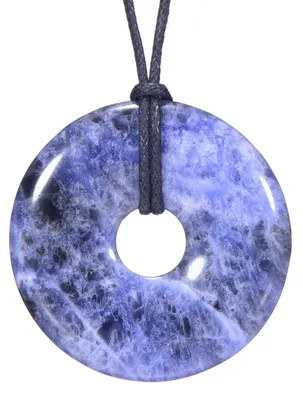 Productafbeelding van Morella damesketting, 80 cm, donutvormige edelsteenhanger van Afrikaans sodaliet, geleverd in een fluwelen zakje