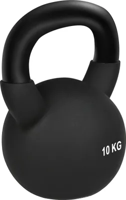 Produktbild von 10 kg Kettlebell Kugelhantel mit Kunststoffummantelung, Stahl schwarz 19x12x22cm - Fitnessgewicht für Krafttraining