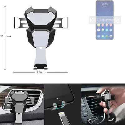 Produktbild von K-S-Trade Lüftungshalterung kompatibel mit ZTE Axon 31 5G kompakte Handy-Halterung Lüftungsschlitz Lüftungsgitter Autohalterung KFZ Auto-Halterung