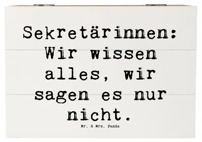 Produktbild von Mr. & Mrs. Panda Erinnerungsbox Spruch Sekretärin Geheimnisträgerin 22 x 15 cm - Weiß - Geschenk, geschenkkiste, Box, handgefertigte Geschenke, Sekretärinnen, Berufsliebe