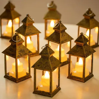Immagine prodotto di Decorazioni per matrimonio a tema "Lanterna d'oro" - 10 lanterne LED per candele