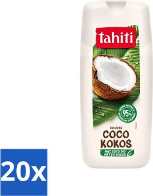 Immagine prodotto di Gel doccia Tahiti – Cocco biologico – 100% vegano – 300 ml - Confezione risparmio - 20 pezzi