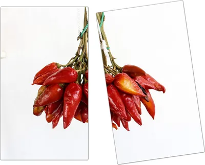 Produktbild von Spritzschutz Herdabdeckplatte Schneidebrett aus Glas Chillizweig 2-Teilig (60x52cm)