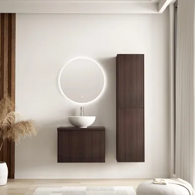 Zdjęcie produktu dla LOMAZOO TROPANI 60 cm, orzech ryflowany, biała umywalka