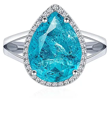 Ring aus 925er Silber mit blauem Zirkonia, Tropfenform - TOLLzWOOD