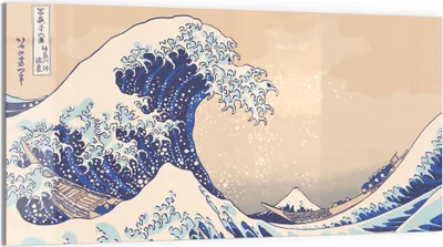 Produktbild von DEQORI Glasbild Echtglas 100x50 cm 'Große Welle vor Kanagawa' Wandbild Bild modern Deko
