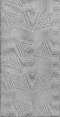 A close-up, top-down view of a textured rug with a geometric pattern.