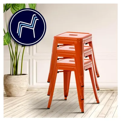 Produktbild von Hocker Armin I Metallhocker stapelbar und pflegeleicht I Belastbarkeit bis 200 kg I Sitzhöhe 46 cm, Farbe: orange