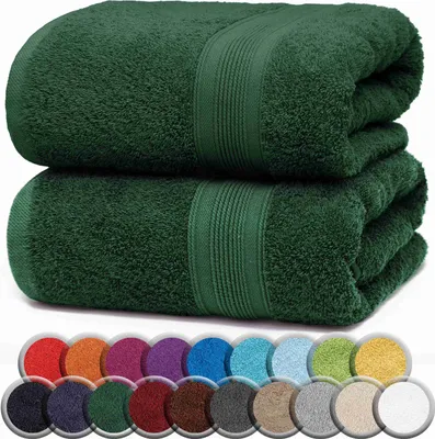 Produktbild von Frottier Badetücher 2er Pack 100x150cm, 100% Baumwolle, Dunkel grün