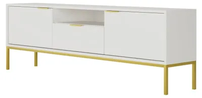 Productafbeelding van Moderne witte TV-kast, met gouden poten - Elegant design, 175 cm