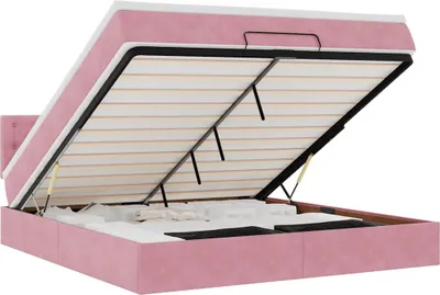 Zdjęcie produktu dla vidaXL Łóżko otomana z materacem i diodami LED różowe 160x200 cm aksamitne