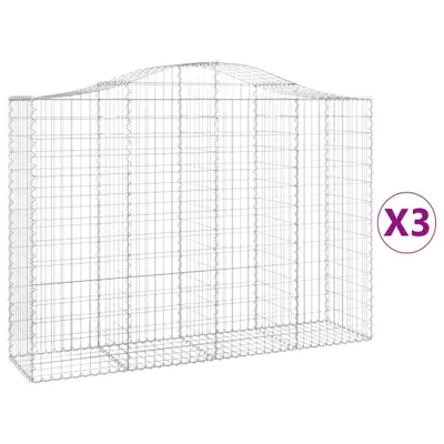 Obrázok produktu pre vidaXL Gabiony s vysokým oblúkom 3 ks 200x50x140/160cm Pozinkované železo