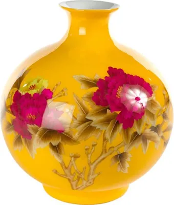 Zdjęcie produktu dla Fine Asianliving Chiński Wazon Porcelanowy Pszenica Słoma Piwonia Żółty Ręcznie robiony D25xH29.5cm Wazon Dekoracyjny Wazon Kwiatowy Orientalny Wazon Ceramiczny Wazon Dekoracyjny Nowoczesny Wazon Dekoracyjny Na Stół