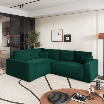 Produktbild von Masseno Ecksofa ERONIS L-S mit Schlaffunktion L-Form, Sofa mit Bettkasten, Wohnzimmersofa, Couch, Soffa, Bettsofa, Couchgarnitur- Grün, MONOLITH 37