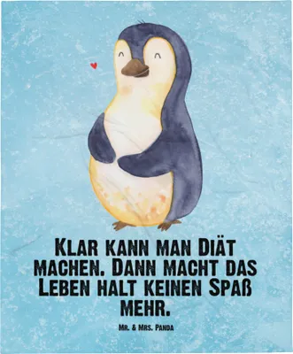 Produktbild von Mr. & Mrs. Panda Fleecedecke Pinguin Diät - Eisblau - Geschenk, Plaid, Schlummerdecke, Gewicht, Babydecke, Abnehmen, Erstlingsdecke, Motivation, Kinderdecke