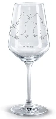 Produktbild von Mr. & Mrs. Panda Weinglas Frosch Liebe - Transparent - Geschenk, Hochzeitstag, Freundin, Frösche, Verheiratet, Rotwein, Kelch, glas für, Rotweinglas mit Gravur, Verlobt