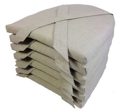 Produktbild von Rattani Set 6 x Stuhlkissen/Sitzkissen Marina halbrund mit Schleife 42 x 45 cm Dicke 5 cm, Fb. Uni Living Soft Gray