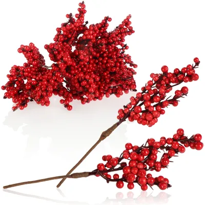 Produktbild von com-four® 25x Streudeko, dekorative Zweige mit Beeren, Dekozweige zum Streuen als Bastelbedarf, verschönert Geschenke und Potpourris