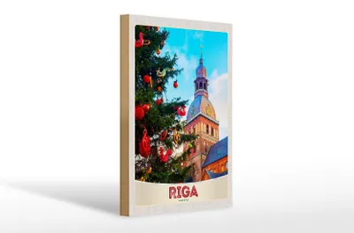 Produktbild von Holzschild Reise 20x30cm Riga Lettland Weihnachten Winterzeit