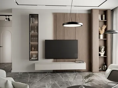 Produktbild von Wohnwand Medienwand Wohnzimmer-Set FIVO 2 kaschmir TV-Schrank Vitrine
