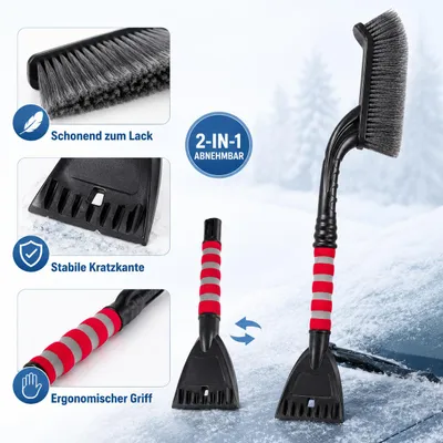 Produktbild von 2-in-1 Schneebürste mit abnehmbarem Eiskratzer – Auto-Schneebesen mit weichen Borsten und rutschfestem Komfortgriff – für Scheiben und Fentser, KI-generiertes Bild