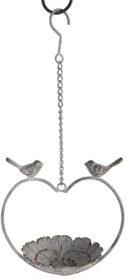 Produktbild von Unyqoos® Vogelbad aus Gusseisen, grau – Retro Hängende Vogeltränke mit Kette & Haken, wetter- und frostbeständig für Garten & Balkon