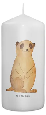 Produktbild von Mr. & Mrs. Panda Kerze Erdmännchen 15 x 7 cm - Weiß - Geschenk, Wachskerze, Spruch, Reisen, Weltreise, Traveling, Afrika, Bedruckte, Erinnerungskerze, Erinnerungslicht