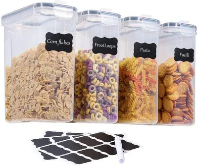 Produktbild von Luftdichte Opbergdozen 4-teilig, BPA-freies Plastik, 24 Etiketten