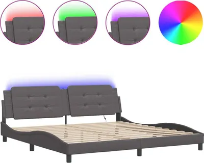 Obrázok produktu pre vidaXL Rám postele s LED bez matraca "Zadar" sivý 200x200 cm