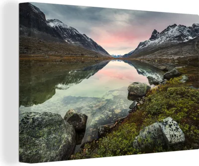 Produktbild von OneMillionCanvasses® - Leinwandbilder - 140x90 cm, Itivdlerssuaq Grönland, Wandbilder Kunstdruck Wanddekoration - Foto auf Leinwand - Gemälde auf Holzrahmen