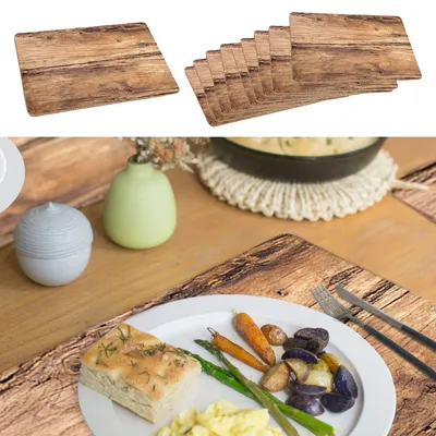 Platzdeckchen-Set 10er, 44x28,5 cm, Holzoptik Eiche, rechteckig