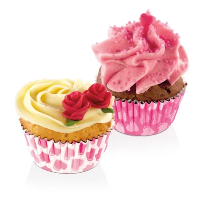 Obrázek produktu pro Tescoma 630599, Košíčky na cupcaky/muffiny, Kulatý, Rýhovaný povrch, Růžová, Bílá, Papír, 25 mm