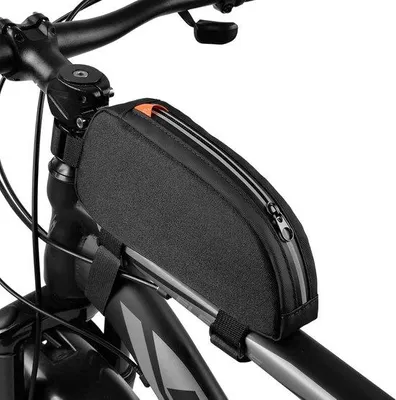 Obrázok produktu pre Taška na bicykel – batožinová taška – vrecko na bicykel – odolná voči vode – s odrazkami – 1 l – 22,5 × 5 × 10 cm – čierna