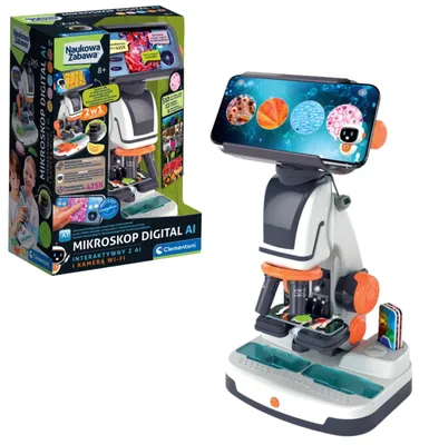 Image de Microscope numérique interactif scientifique et amusant avec caméra Ai et Wi-Fi Clementoni 50406