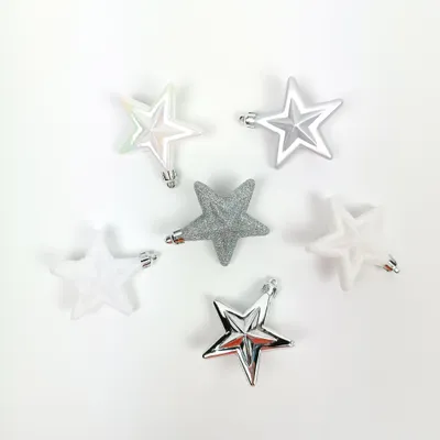 Produktbild von Weihnachtsbaumschmuck, Sterne aus Kunststoff, 6er-Set
