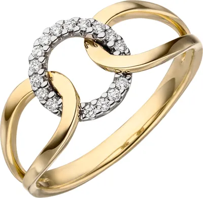 Produktbild von Gr. 54 Damen Ring 585 Gold Gelbgold 16 Diamanten Brillanten