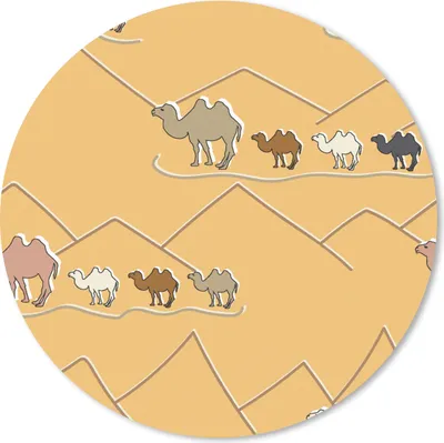 Produktbild von MuchoWow® Mauspad Mousepad Kamel - Wüste - Muster - Kinder 20x20 cm - Mousepads - Maus Mat - Pad - Mausunterlage - Schreibtischmatte