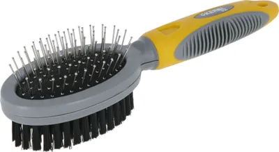 Image de KERBL Brosse à rongeurs réversible avec poils synthétiques souples et dents métalliques fines