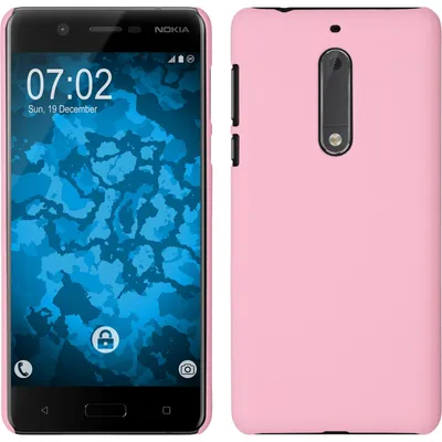 Produktbild von PhoneNatic Case kompatibel mit  Nokia 5 - Hülle rosa gummiert Hard-case + 2 Schutzfolien