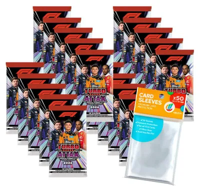 Image de Lot comprenant Turbo Attax Formule 1 2026 : 20 boosters + des pochettes de rangement exclusives