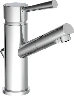 Produktbild von CORNWALL Niederdruckarmatur, Waschtischarmatur mit Zugstange, Wasserhahn Bad mit Ablaufgarnitur Waschbecken, Chrom