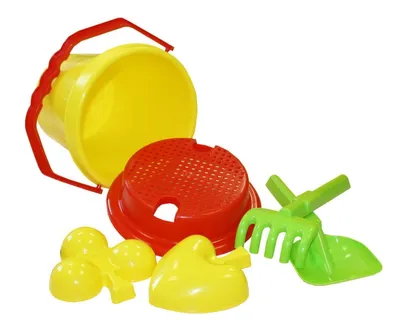 Produktbild von Eimergarnitur 6tlg / Sandspielzeug / Eimer, Siebeinsatz,Schaufel,Rechen,2 Formen