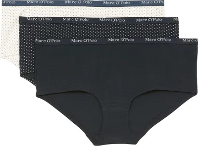 Produktbild von Marc O Polo Damen Slips 3er Pack - W-Panty, Briefs, Baumwolle Stretch Schwarz/Weiß XS