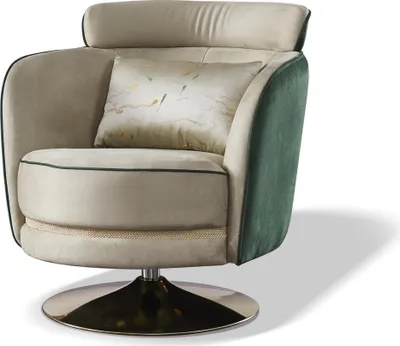Image de Fauteuil design pivotant cuir rembourré salon velours chaise Gastro Chaises