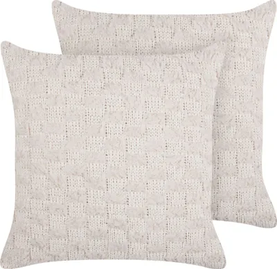 Obrázek produktu pro BELIANI Sada 2 dekorativních polštářů béžová polyester 45 x 45 cm pletený vzor moderní doplněk ložnice obývací pokoj